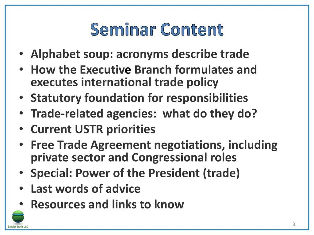 seminar content