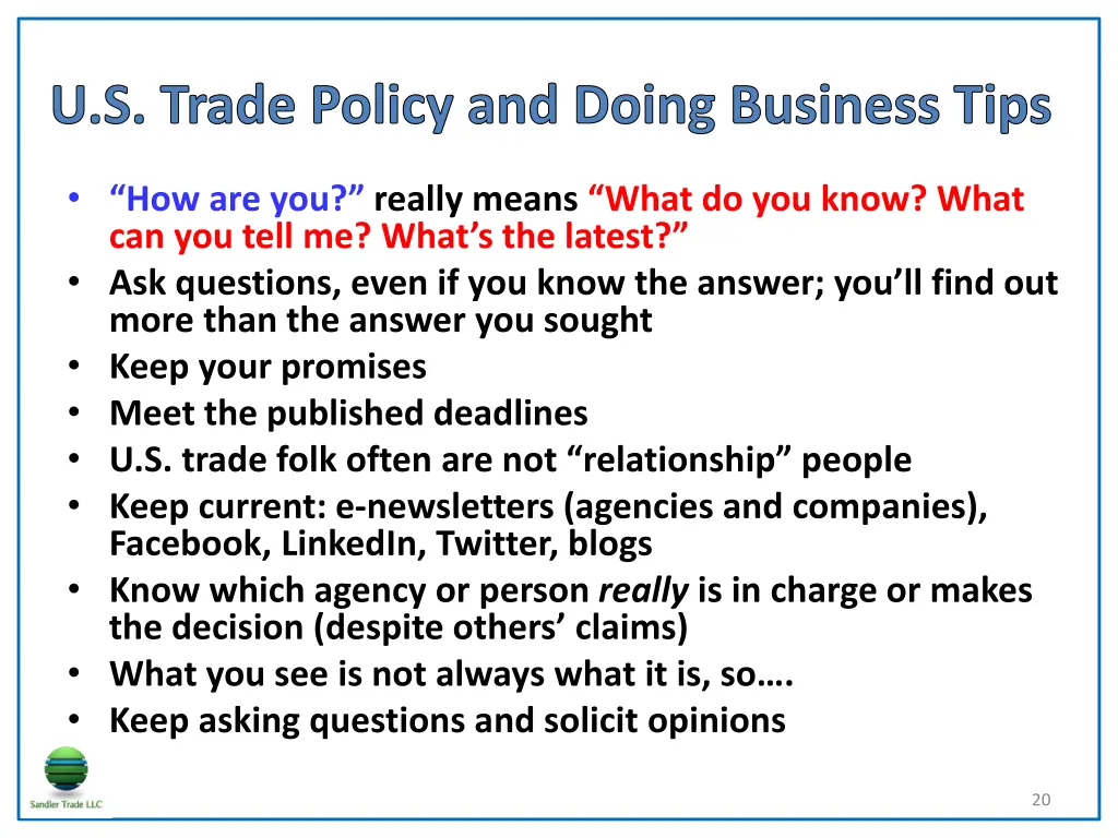u s trade policy and doing business tips
