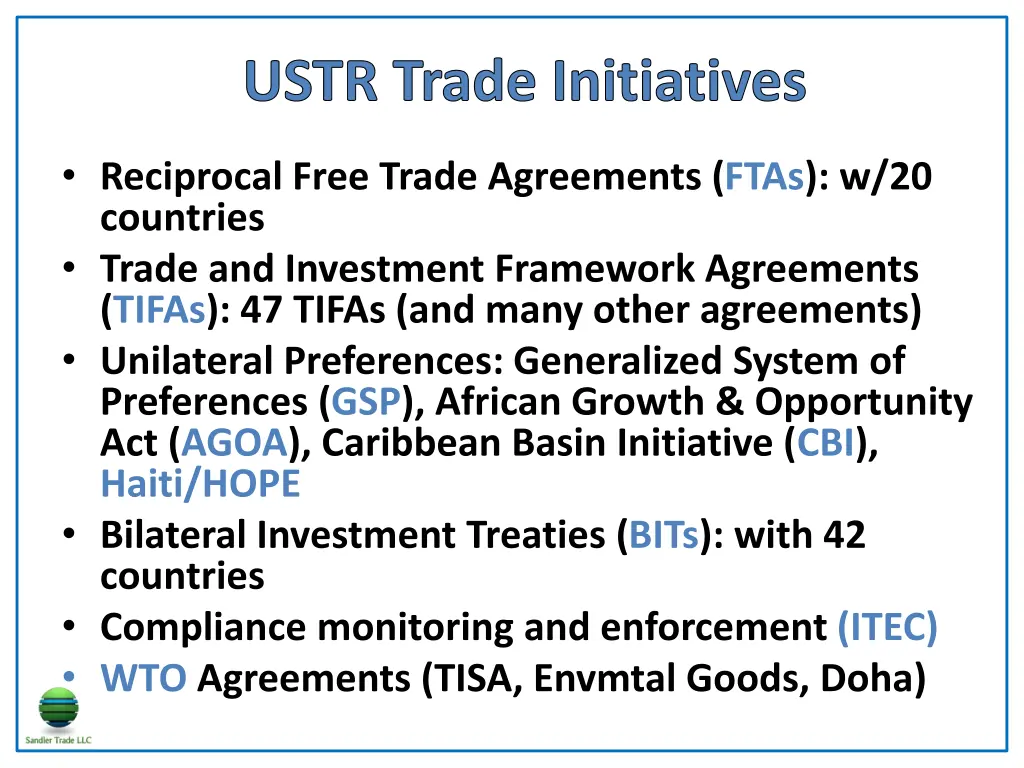 ustr trade initiatives