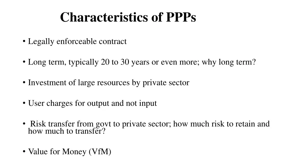 characteristics of ppps