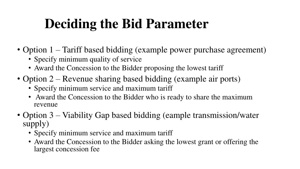 deciding the bid parameter