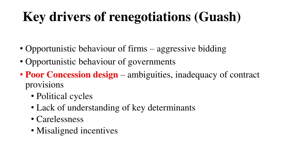 key drivers of renegotiations guash