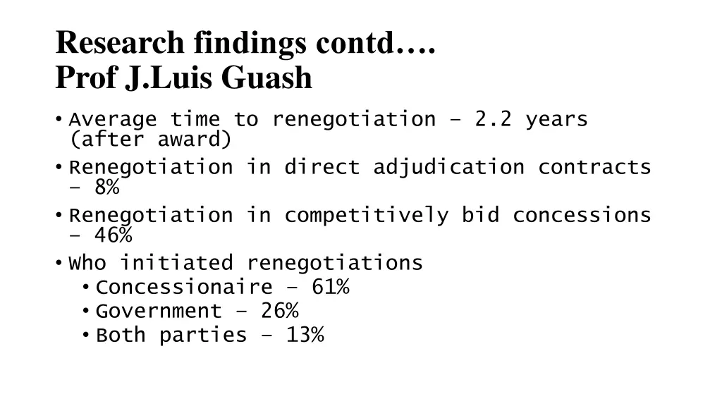 research findings contd prof j luis guash