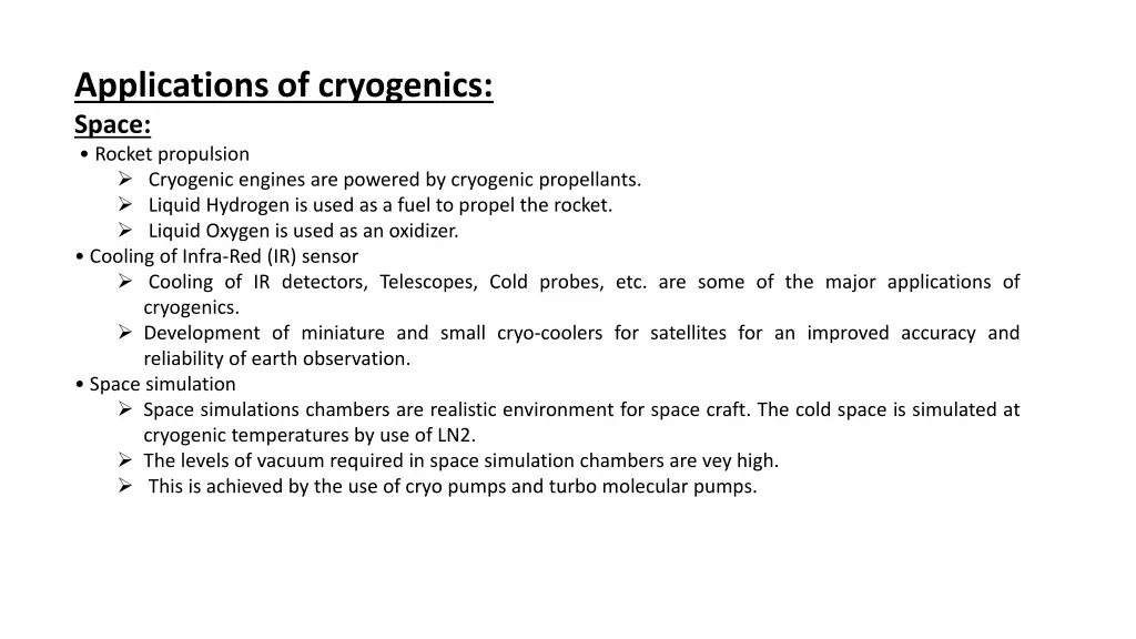 applications of cryogenics space rocket