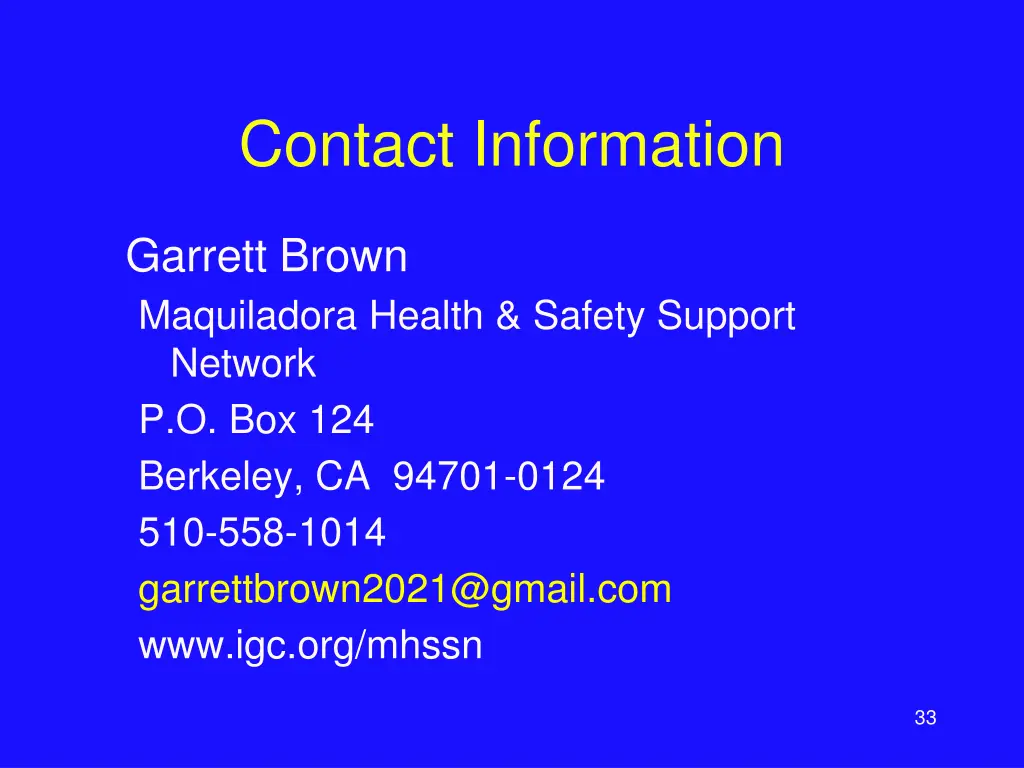 contact information
