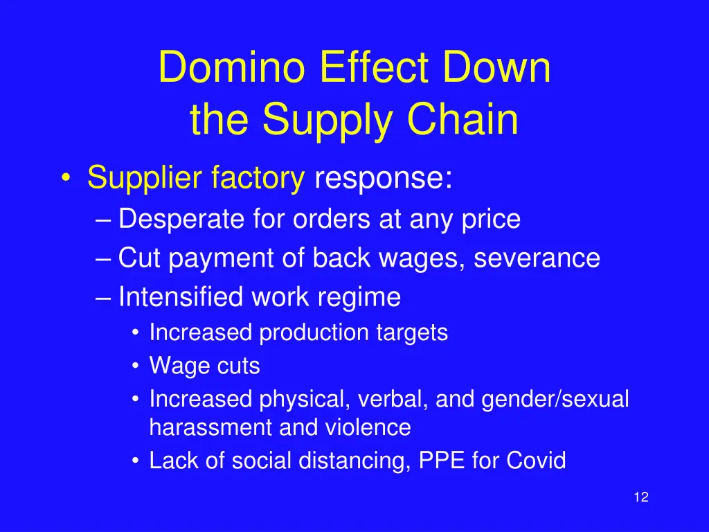 domino effect down the supply chain supplier