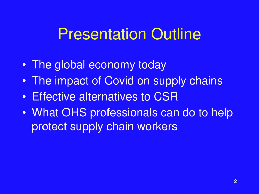 presentation outline