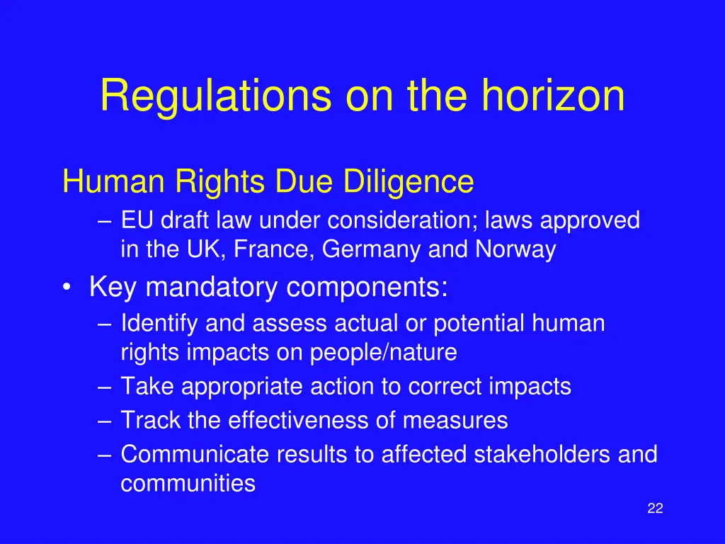 regulations on the horizon