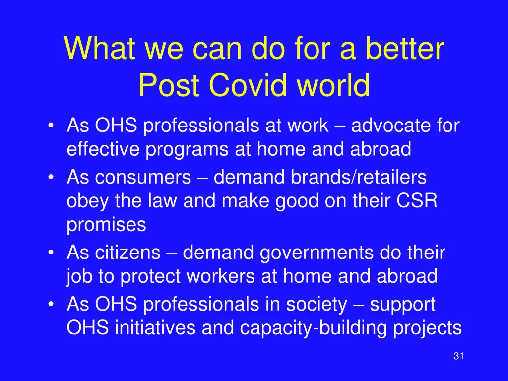 what we can do for a better post covid world