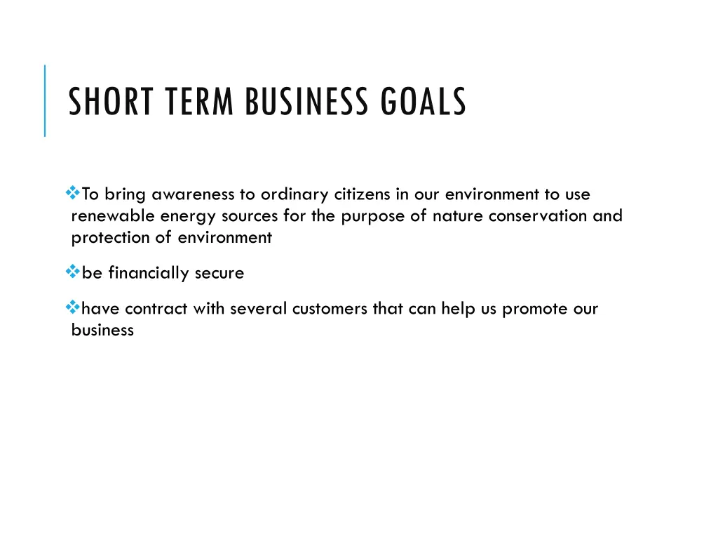 short term business goals