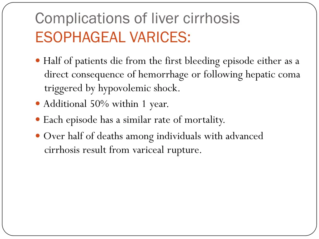 complications of liver cirrhosis esophageal 6