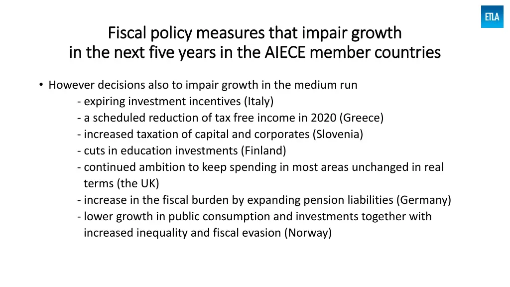 fiscal policy measures that impair growth fiscal