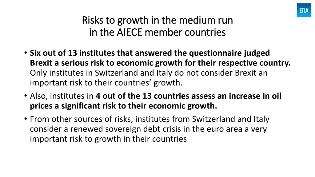 risks risks to in in the