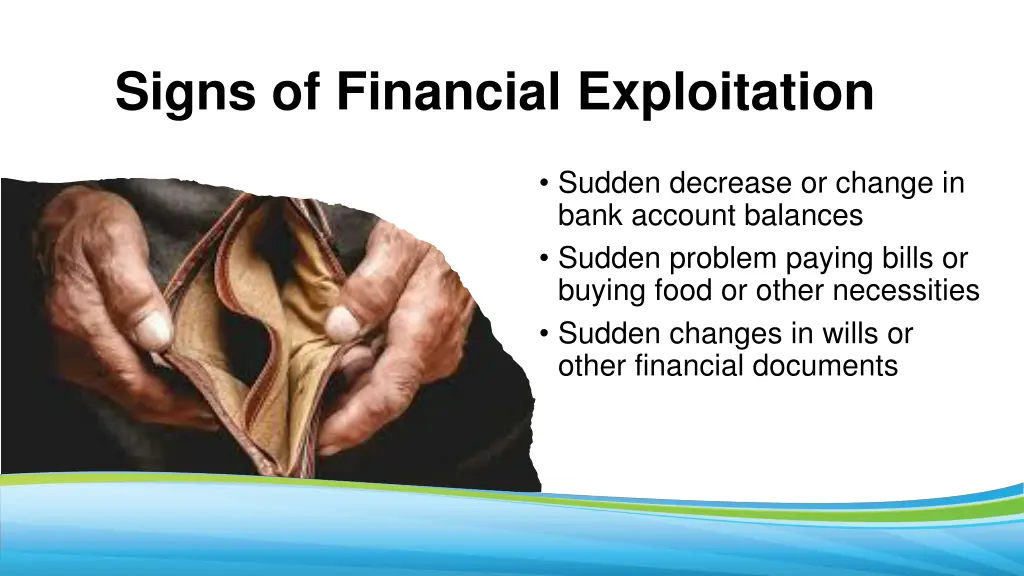 signs of financial exploitation