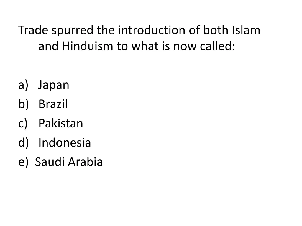trade spurred the introduction of both islam