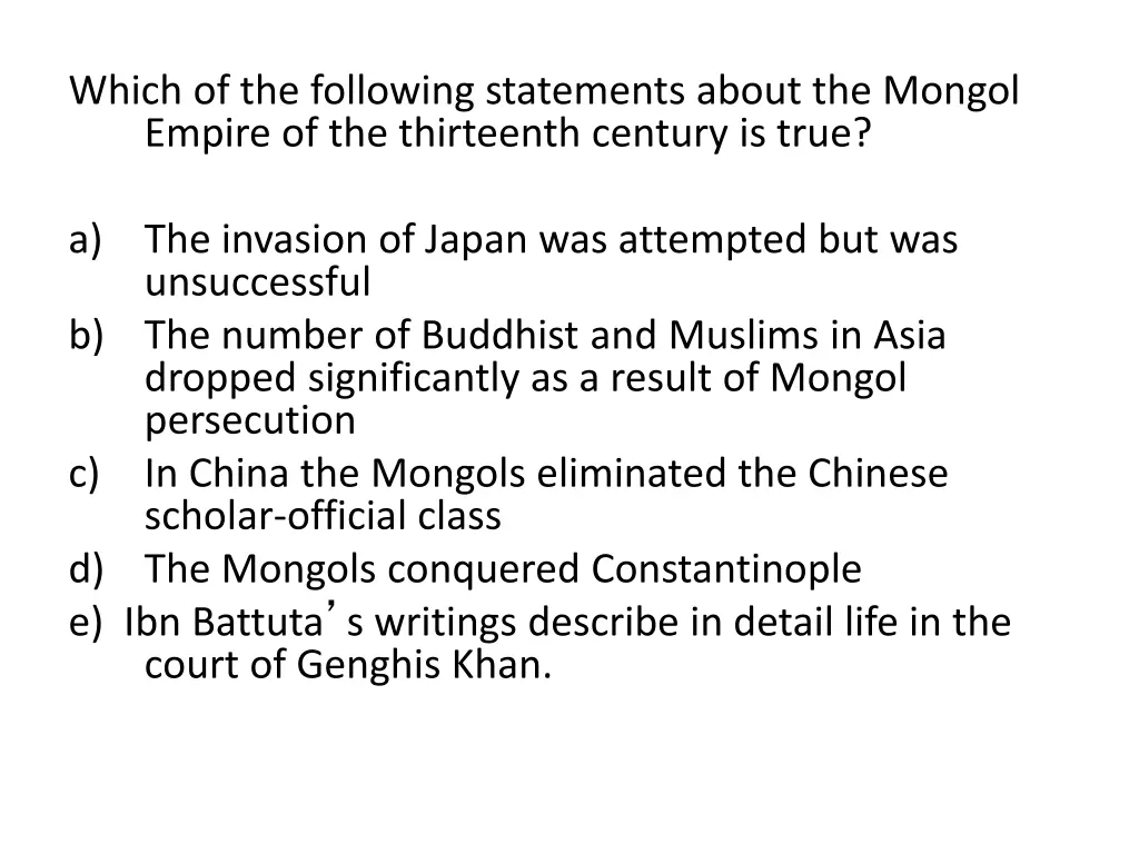 which of the following statements about