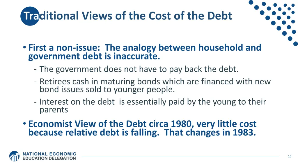 traditional views of the cost of the debt