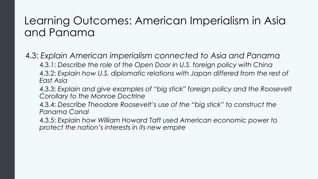 learning outcomes american imperialism in asia