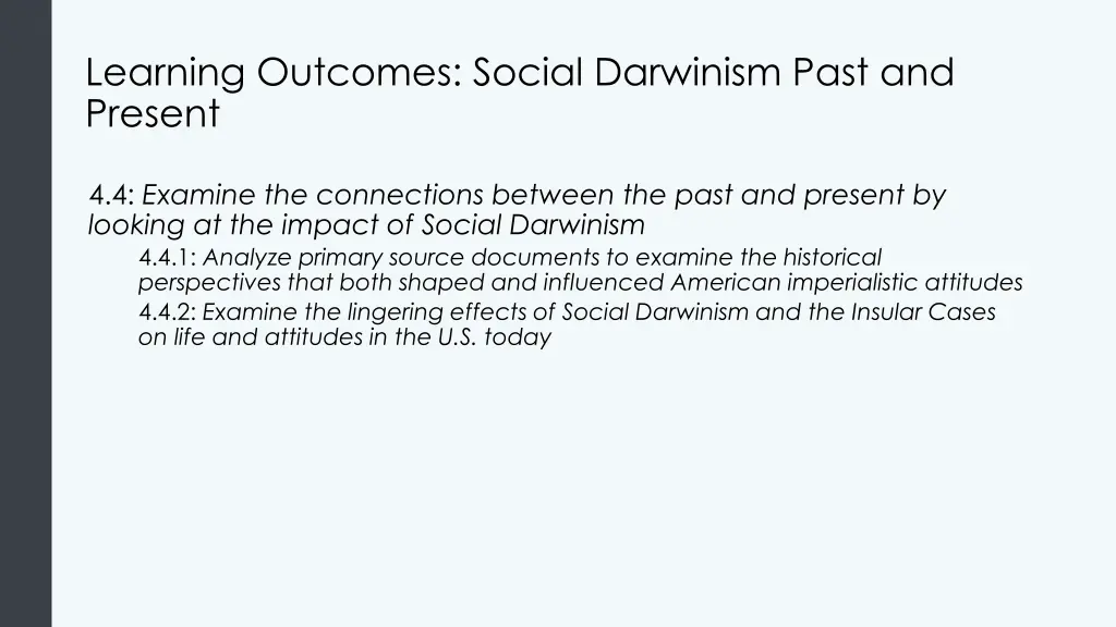 learning outcomes social darwinism past