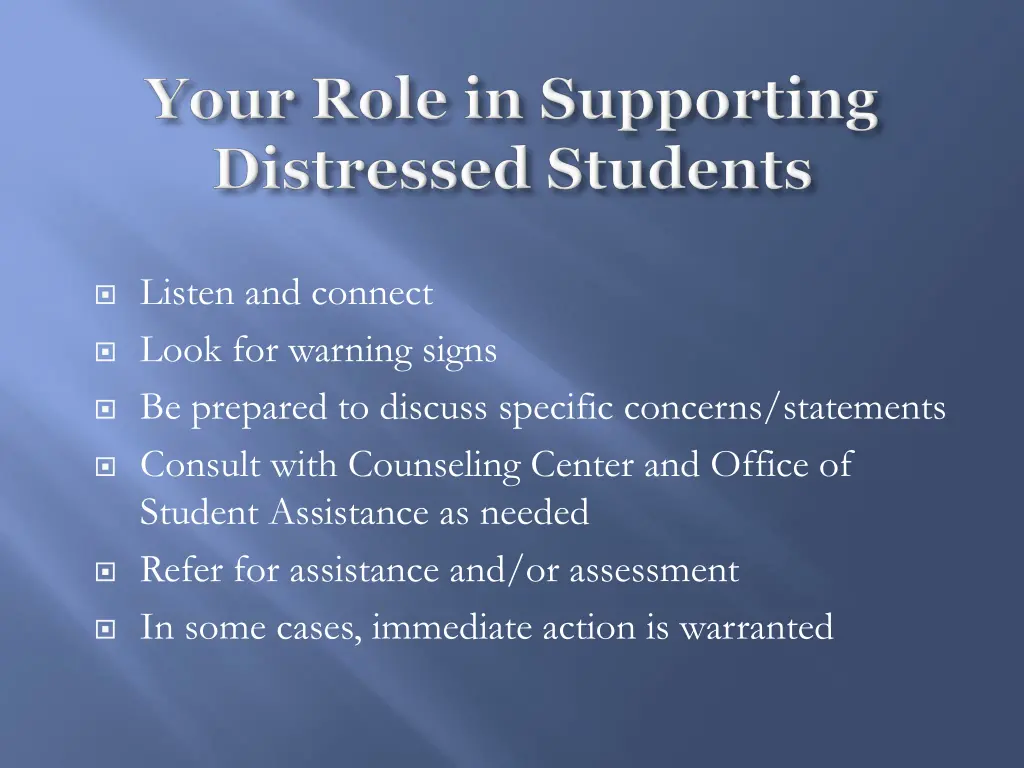 listen and connect look for warning signs