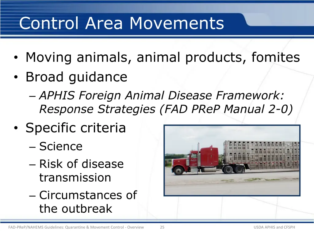control area movements