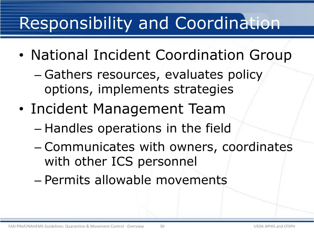 responsibility and coordination