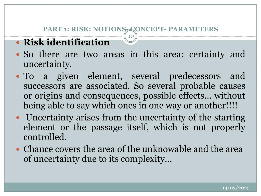 part 1 risk notions concept parameters 10
