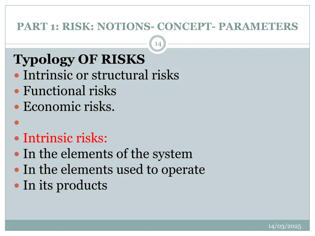 part 1 risk notions concept parameters 11