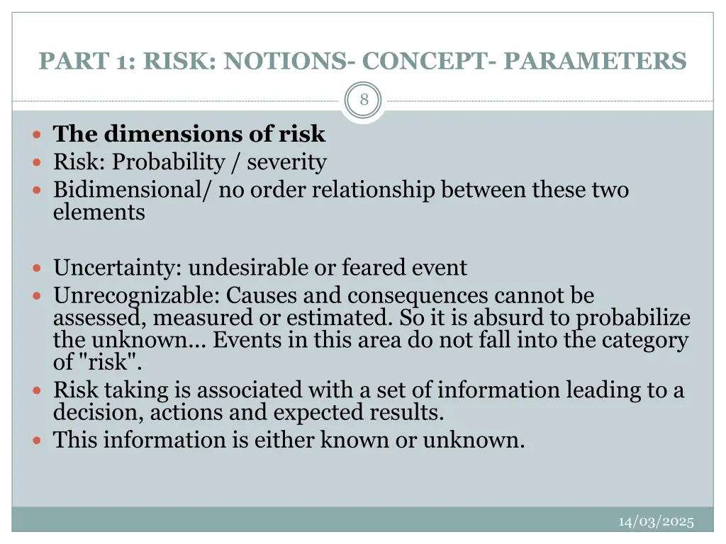 part 1 risk notions concept parameters 6