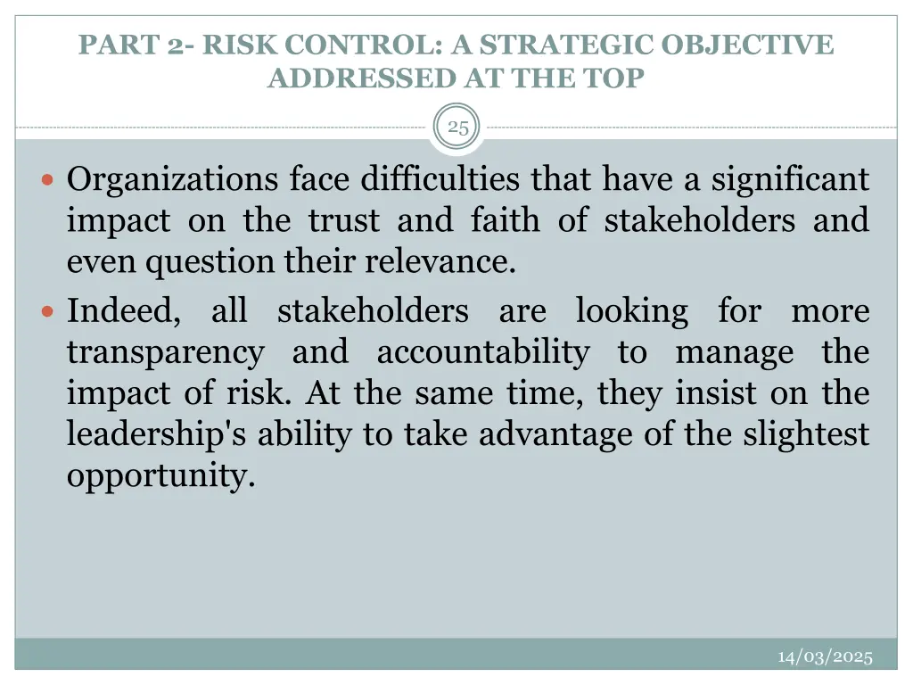 part 2 risk control a strategic objective 2