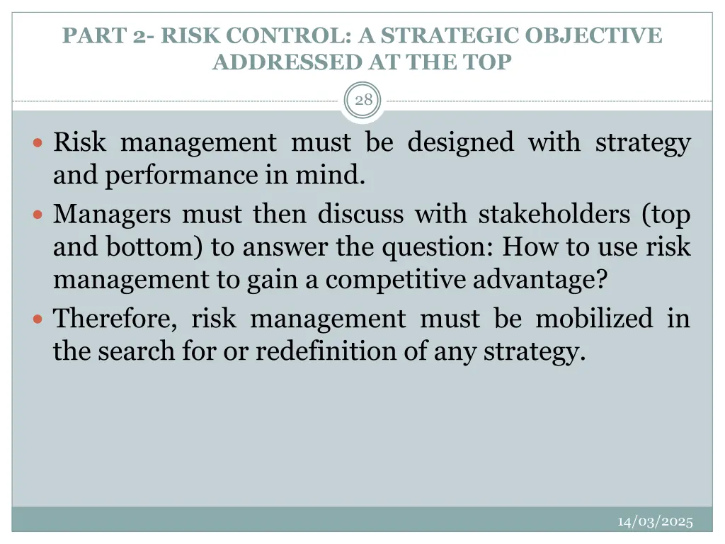 part 2 risk control a strategic objective 5