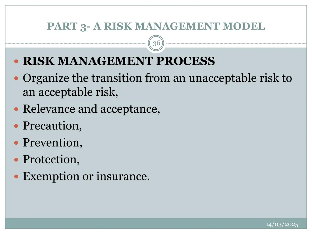 part 3 a risk management model
