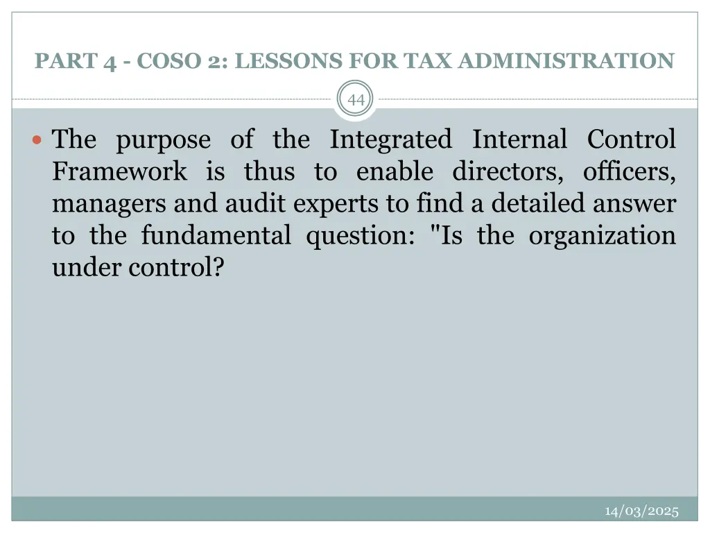 part 4 coso 2 lessons for tax administration 1