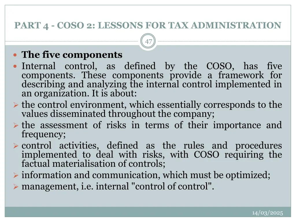 part 4 coso 2 lessons for tax administration 4