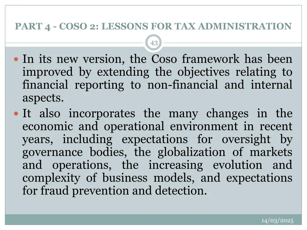 part 4 coso 2 lessons for tax administration