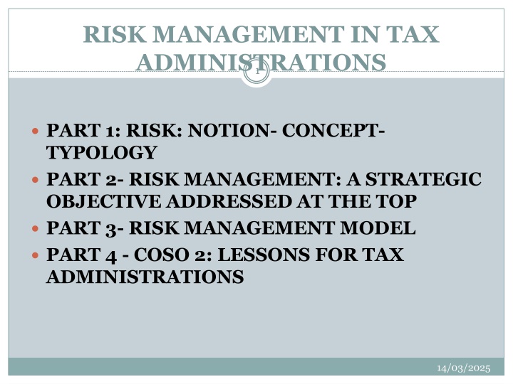 risk management in tax administrations 1
