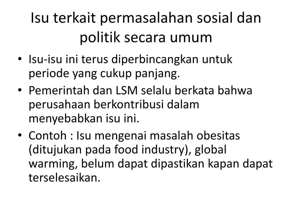 isu terkait permasalahan sosial dan politik