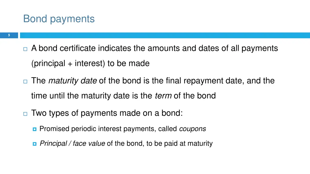 bond payments