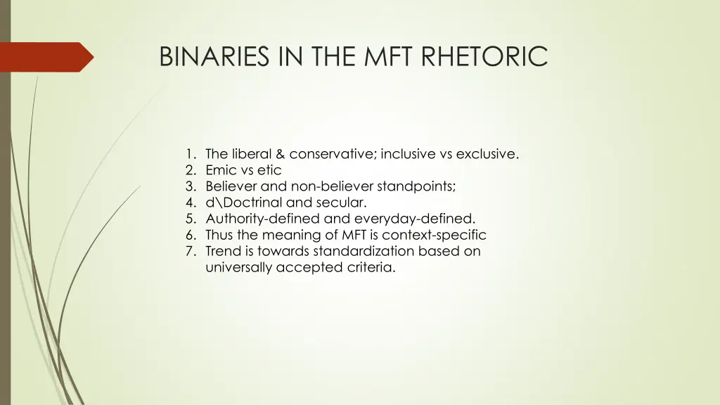 binaries in the mft rhetoric
