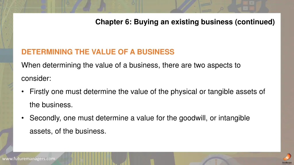 chapter 6 buying an existing business continued 4