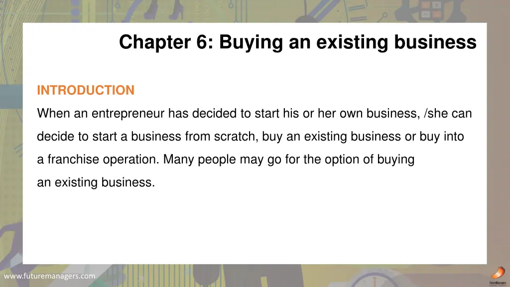 chapter 6 buying an existing business