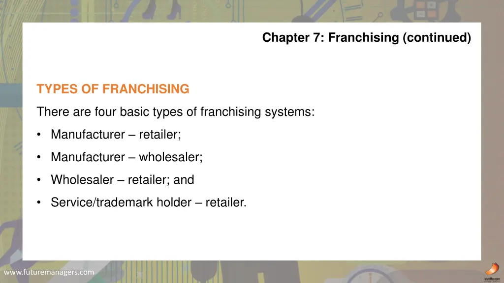 chapter 7 franchising continued 1