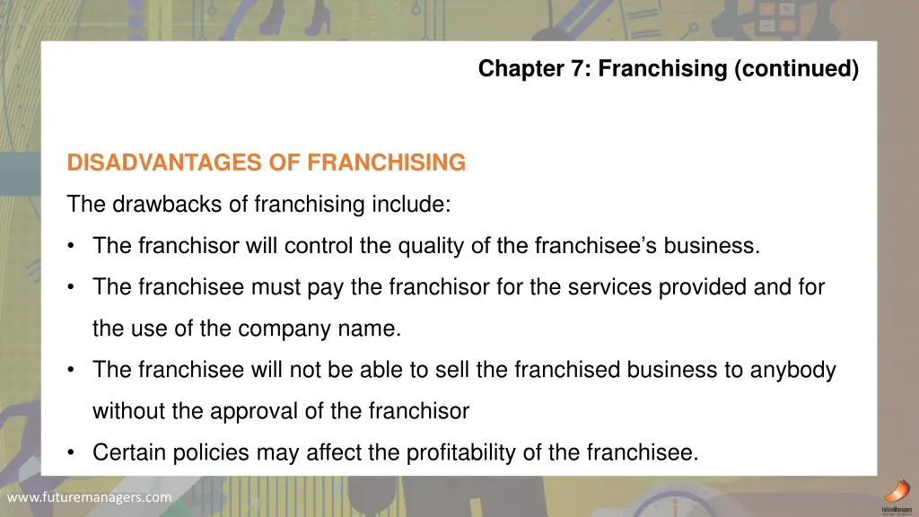 chapter 7 franchising continued 3