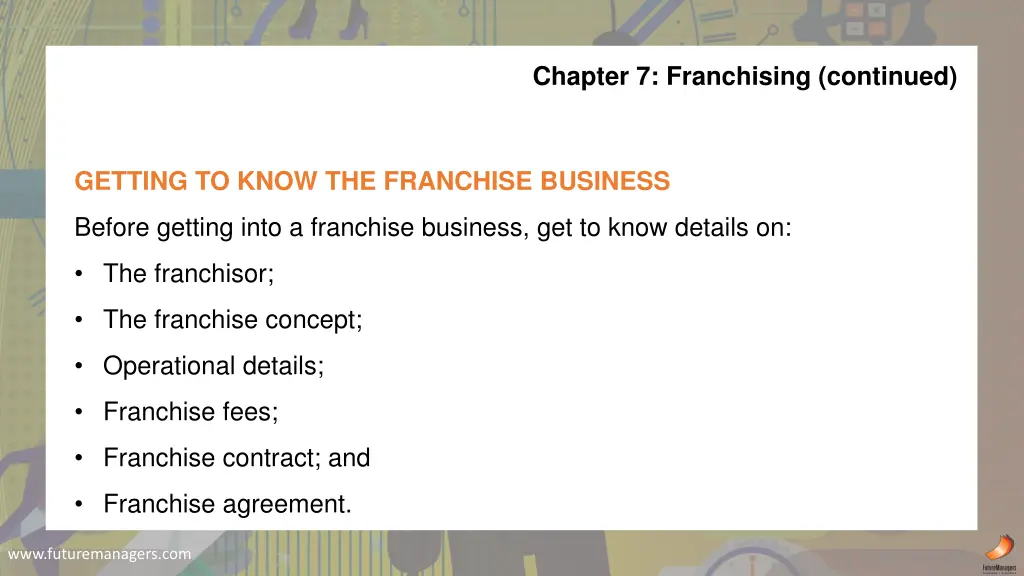 chapter 7 franchising continued 4