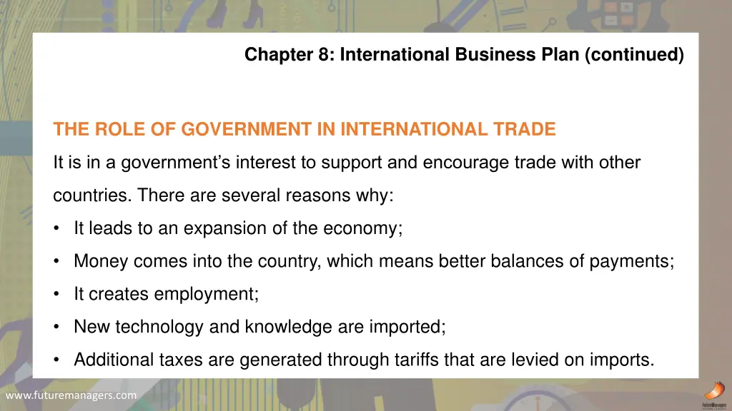 chapter 8 international business plan continued