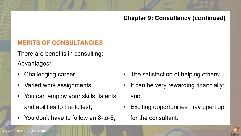 chapter 9 consultancy continued 2