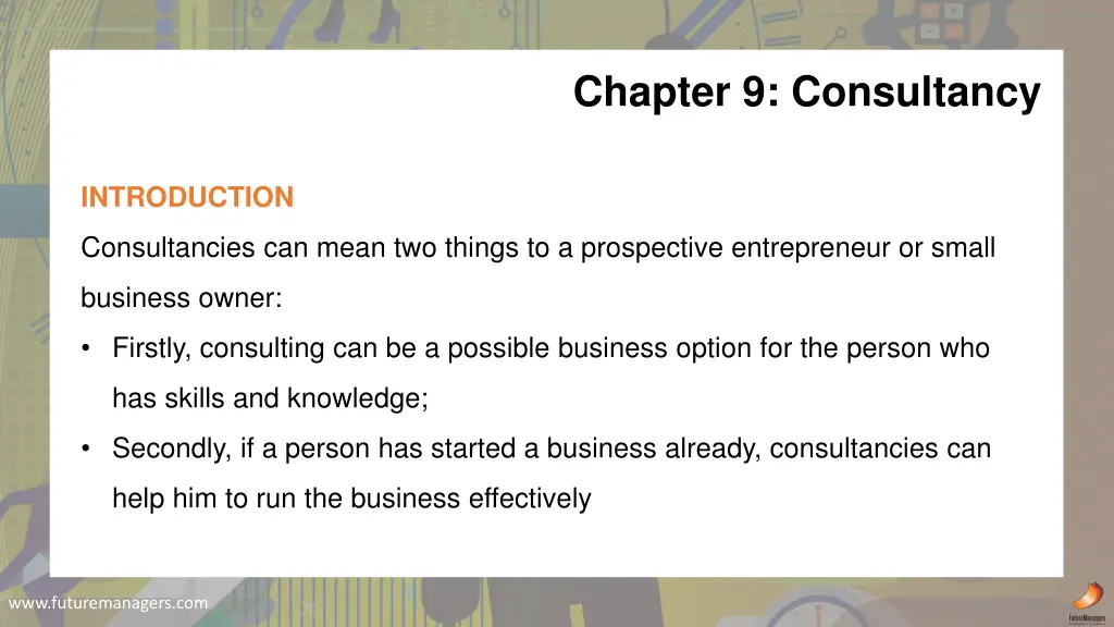 chapter 9 consultancy