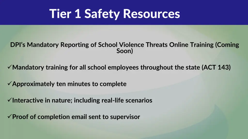 tier 1 safety resources 6