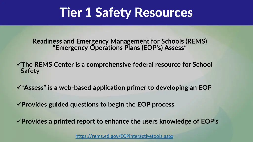 tier 1 safety resources