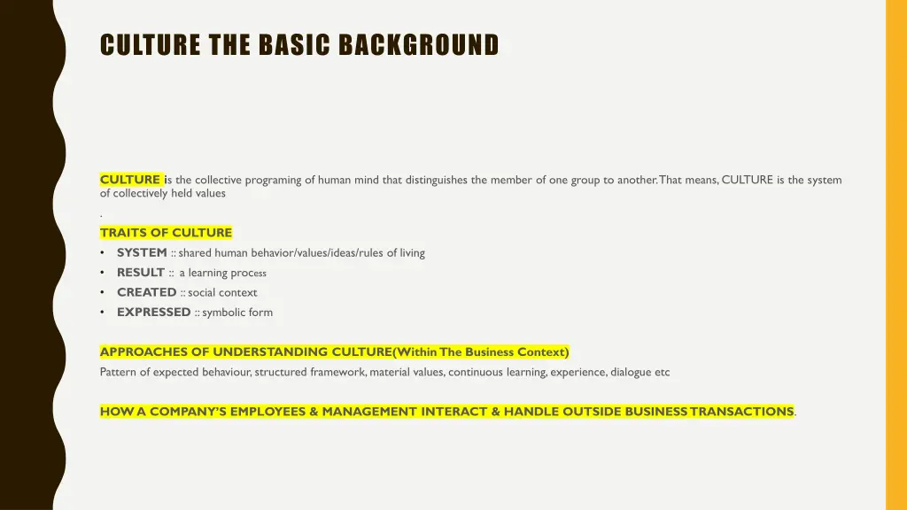 culture the basic background